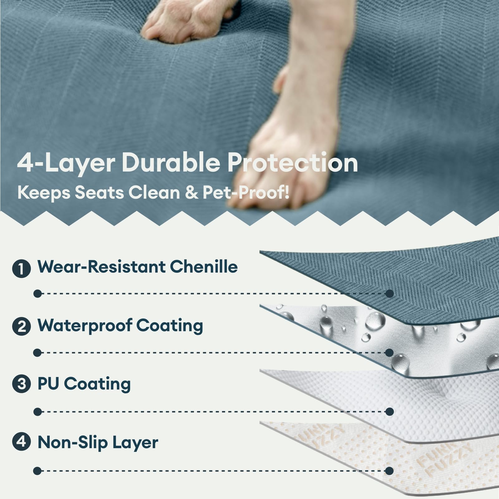 FUNNY FUZZY soft chenille material adds a plush touch for pets.