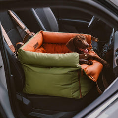 FunnyFuzzy luxury dog car seat leather for a stylish, easy-clean cabin.