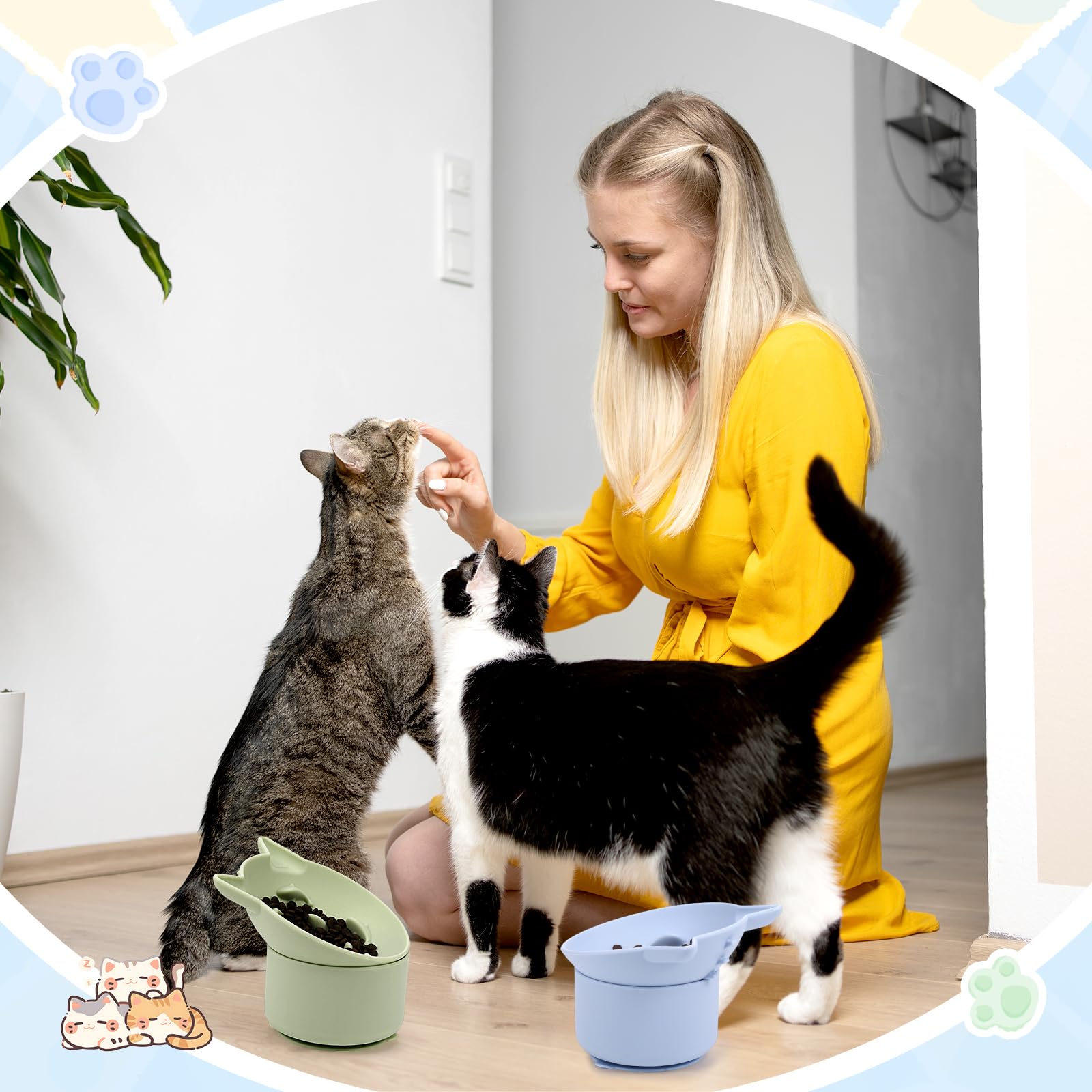 Funnymoom 3.8 inch diameter bowl fits cats and small pets during meals.