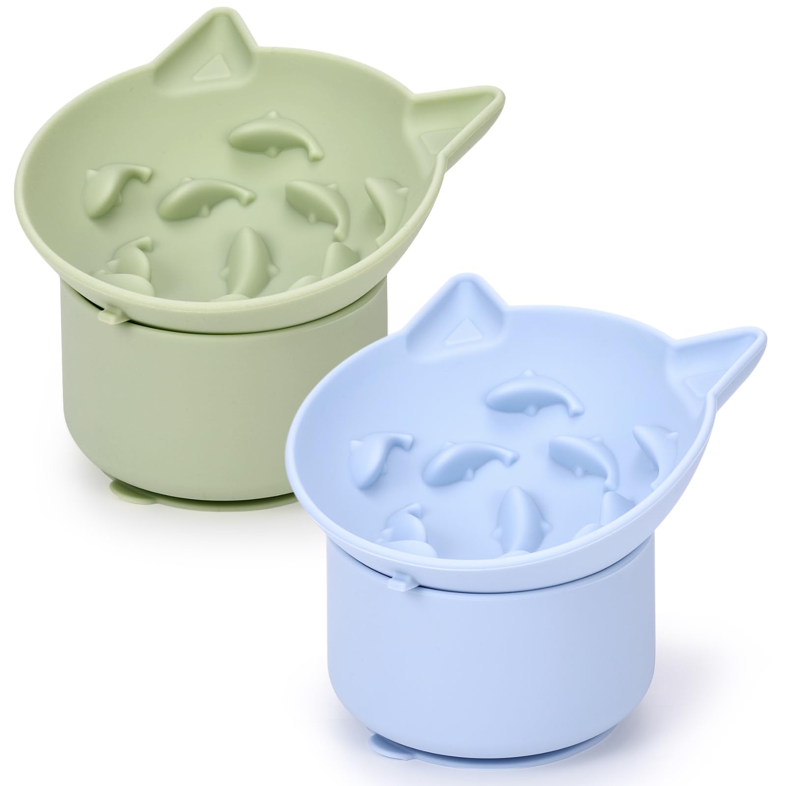 Funnymoom slow feeder cat bowl with cat-face design slows eating gracefully.