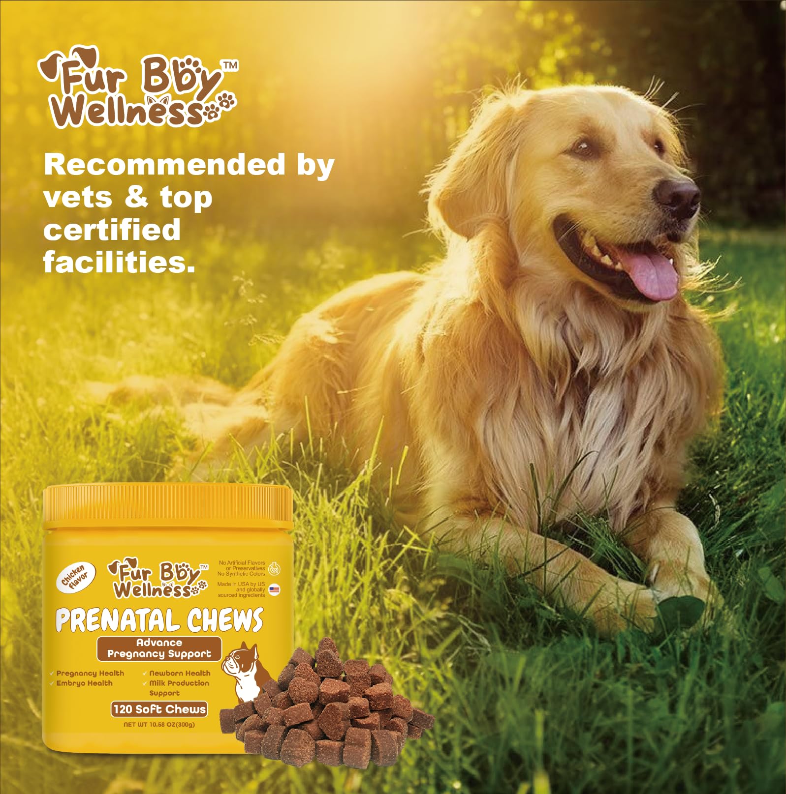 Fur Bby Wellness immunity vitamins C and E for healthy skin and coat
