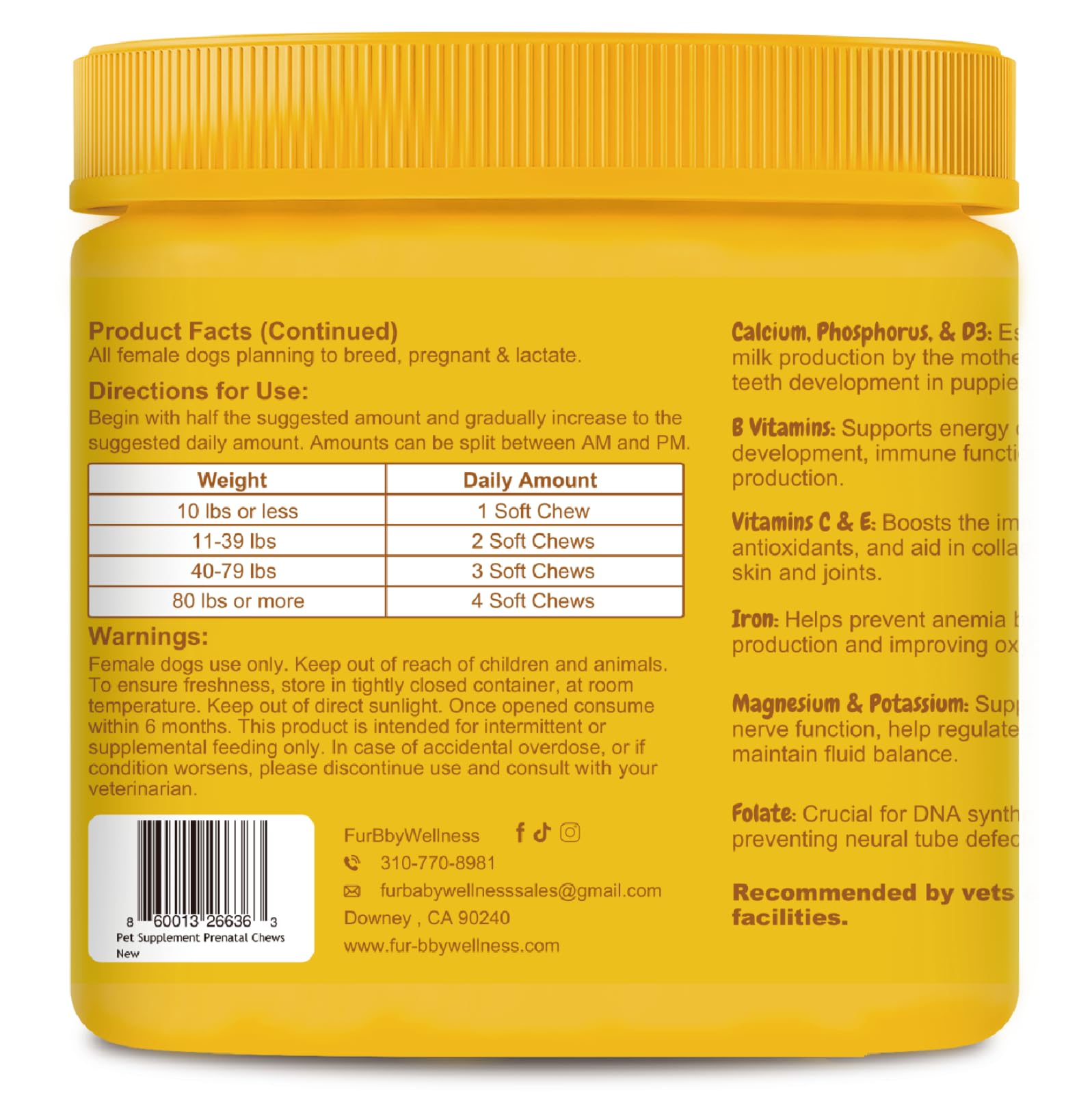 Fur Bby Wellness soft chews close-up, easy daily nutrition for expectant dogs