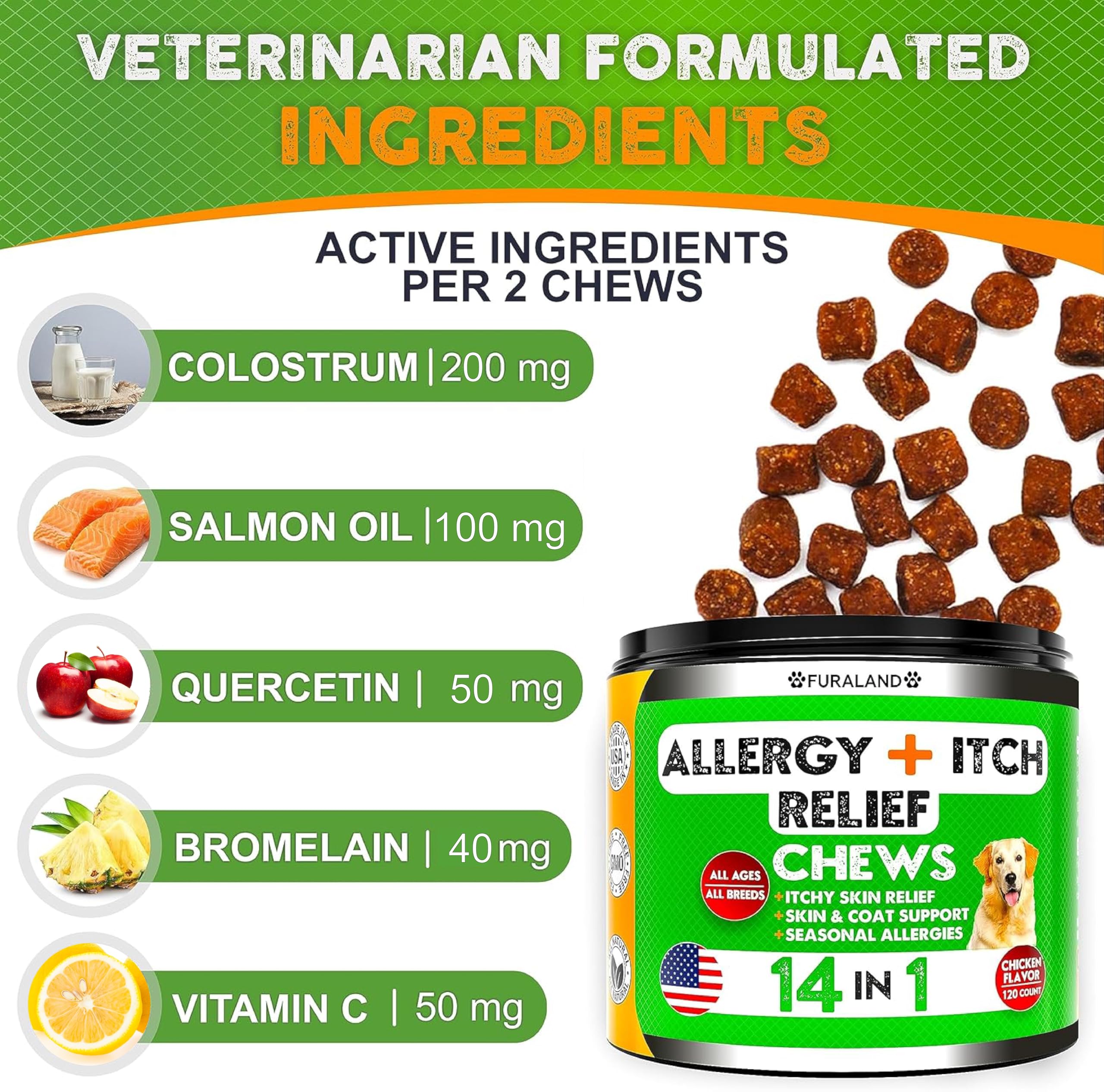 FURALAND Dog Allergy Relief Chews being fed after outdoor play.