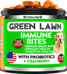 FURALAND Grass Burn Spot Chews pack visual for greener yards and happy dogs.