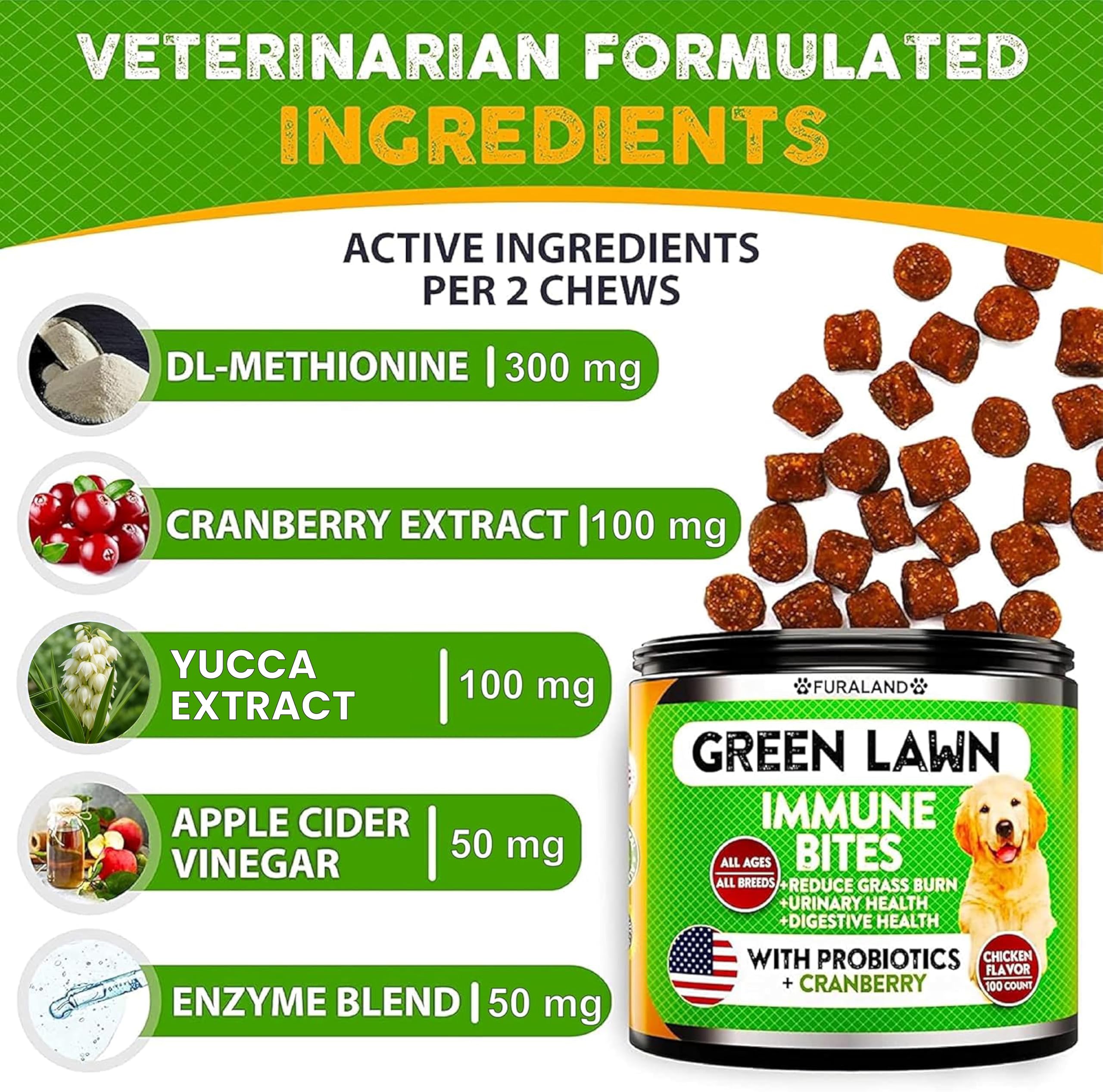 FURALAND Probiotic Bites visual emphasizing gut health and urinary balance.