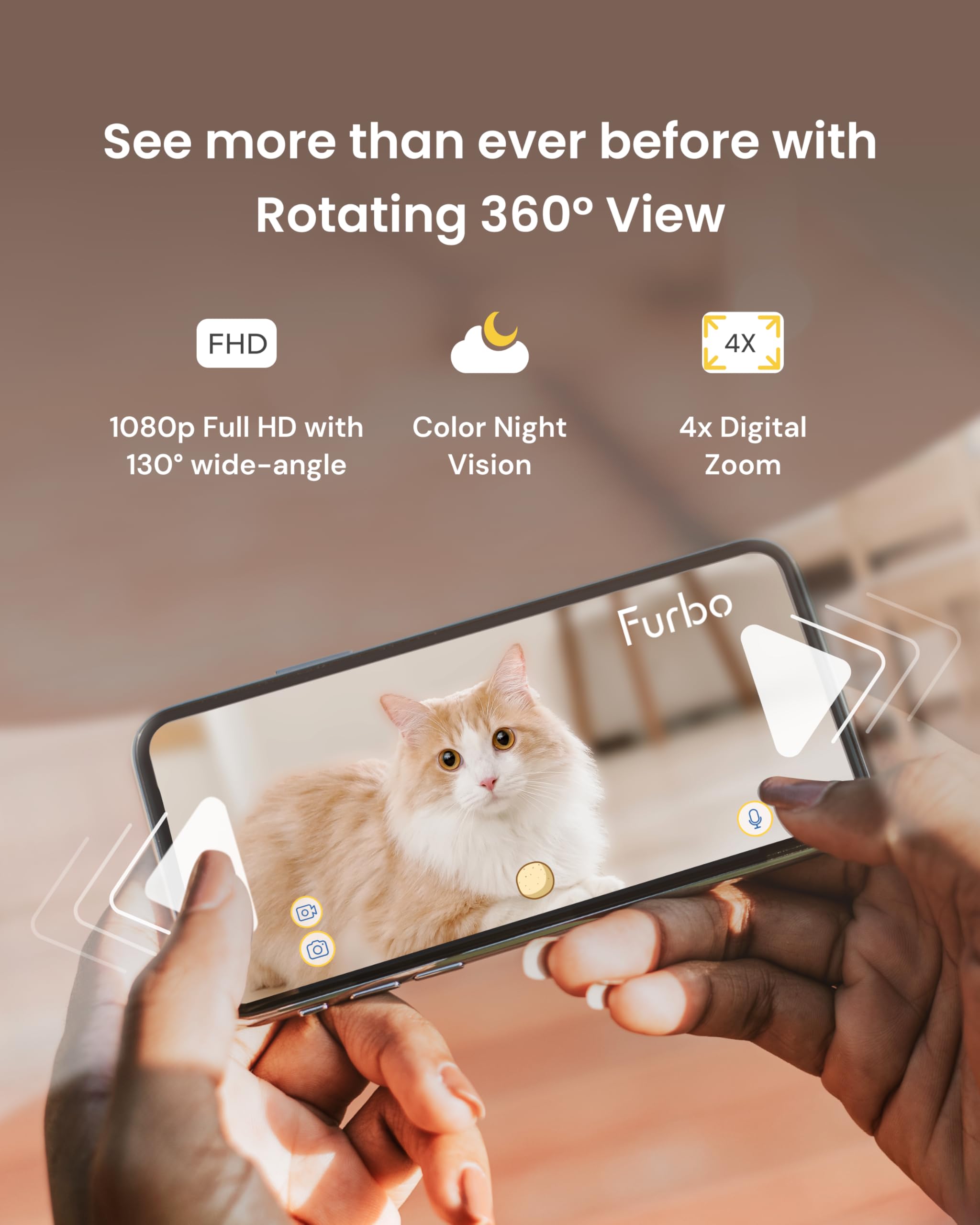Furbo 1080p live view delivers crisp daytime monitoring of your cat