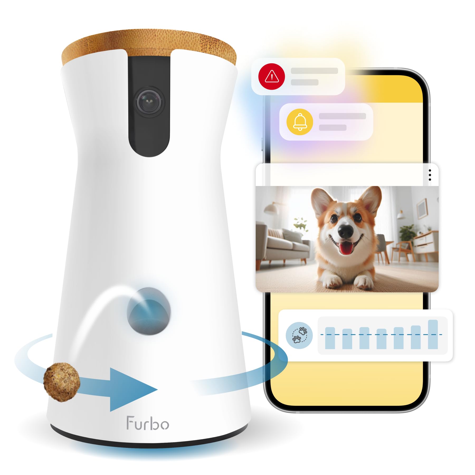 Furbo 360° camera setup enables quick remote monitoring of your dog