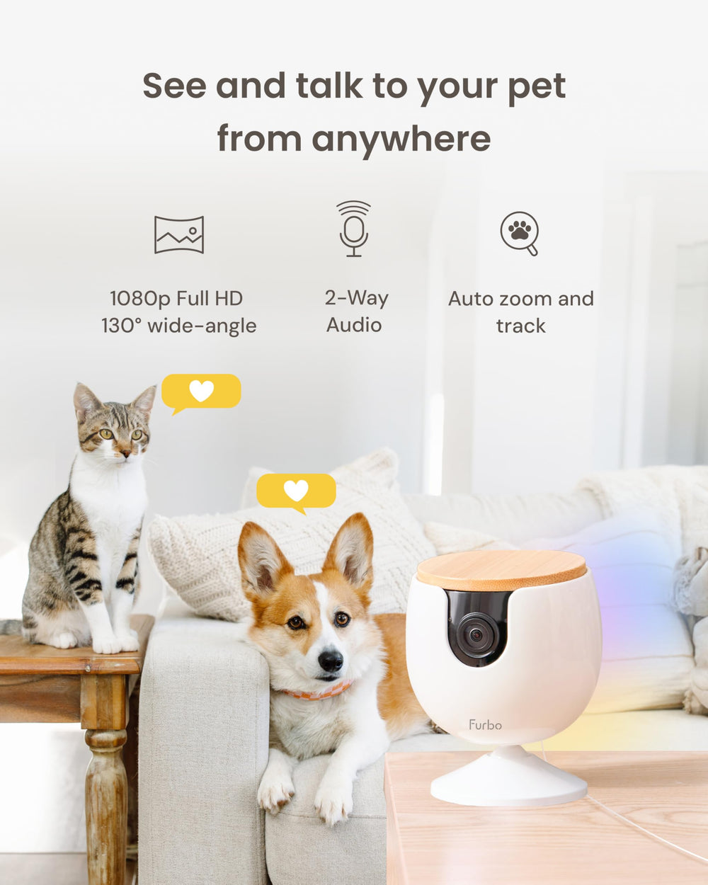 Crisp 1080p live feed with clear details and zoom for closer looks.