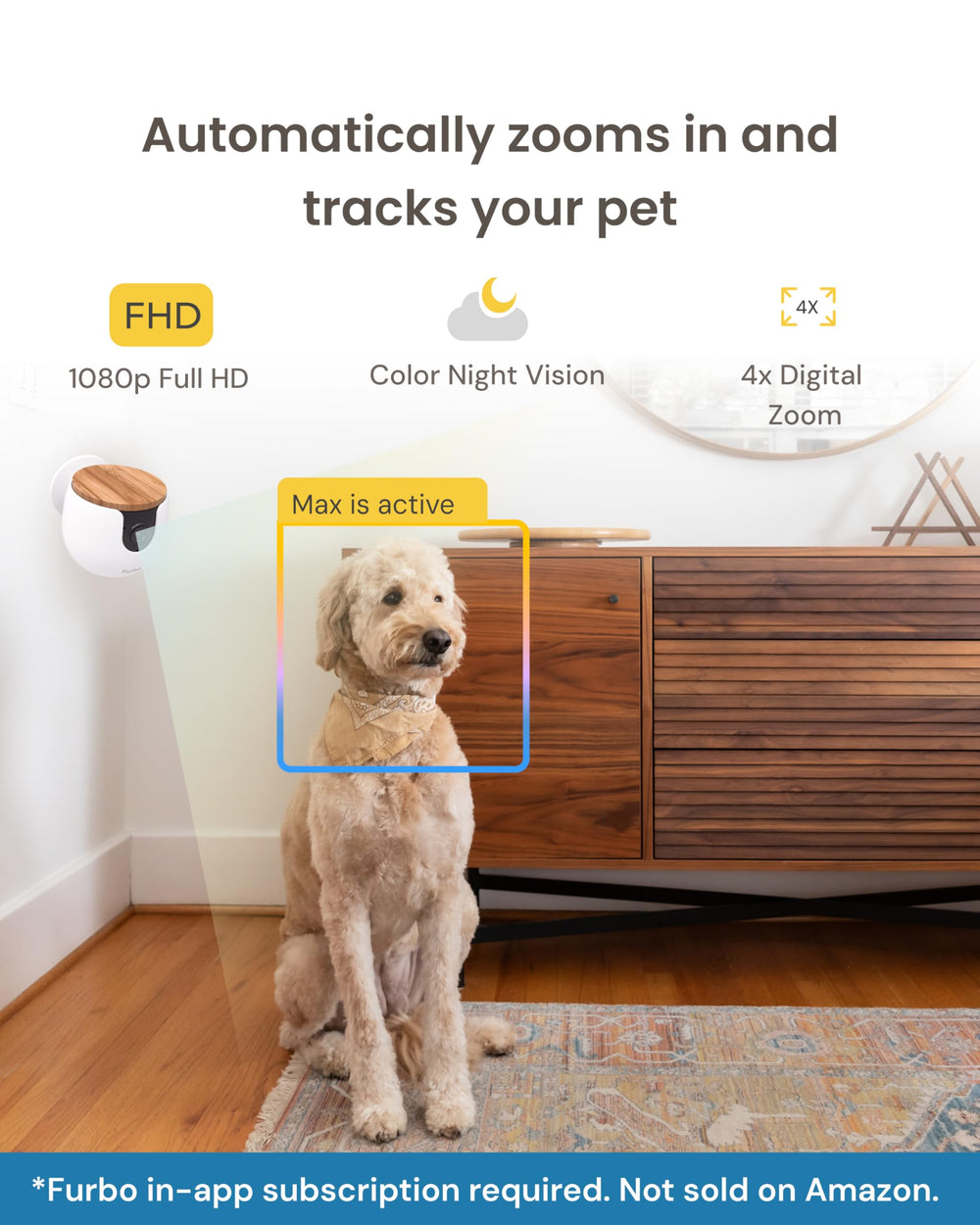 Furbo Mini Camera mountable design fits on walls or shelves