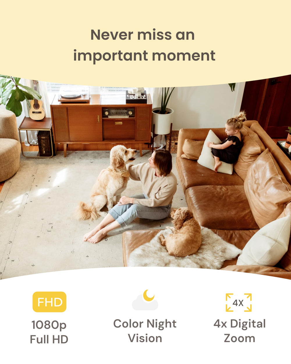 Two-way audio with color night vision for day and night conversations.