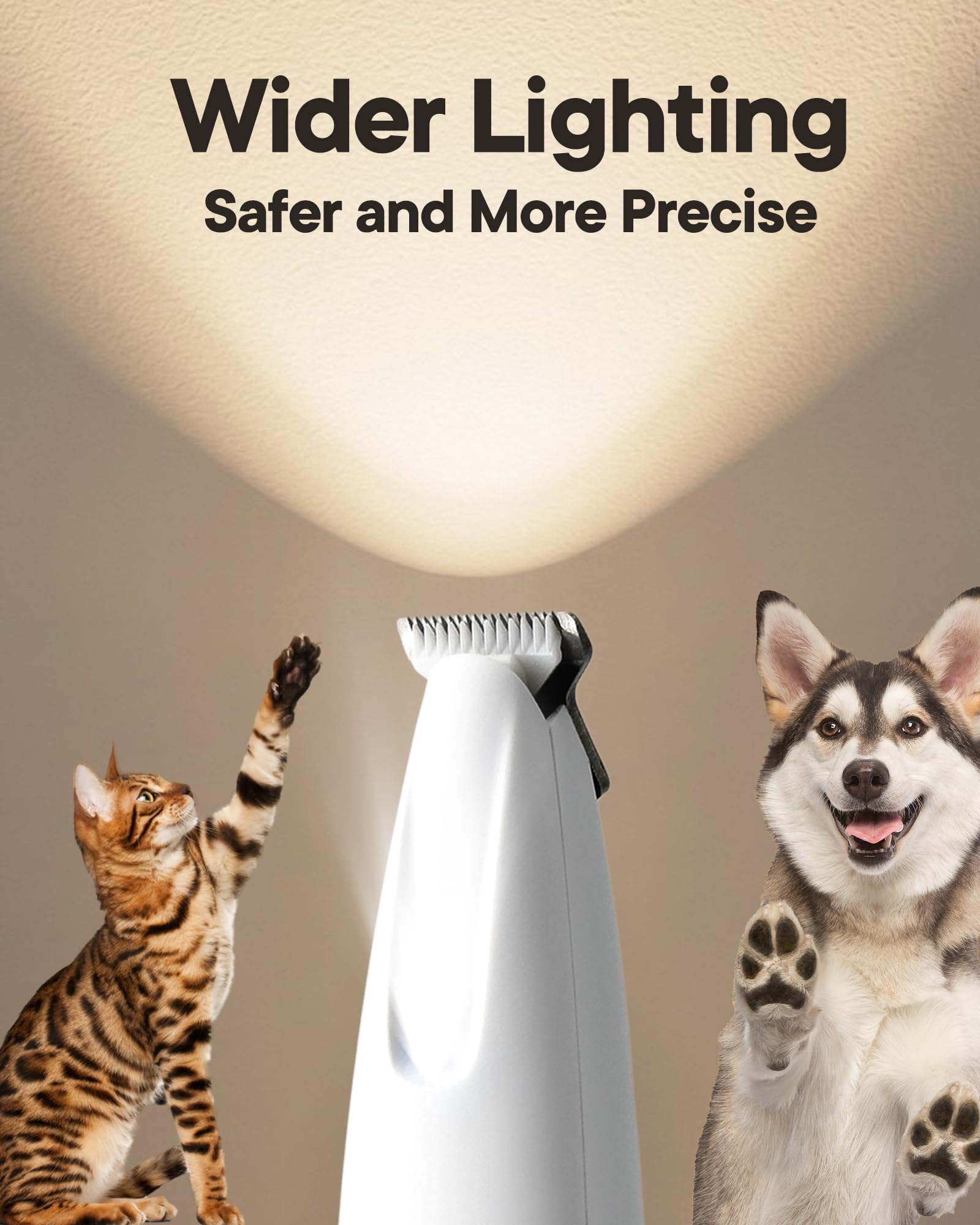 FURBONA 120-degree LED illumination improves visibility on paws and faces.