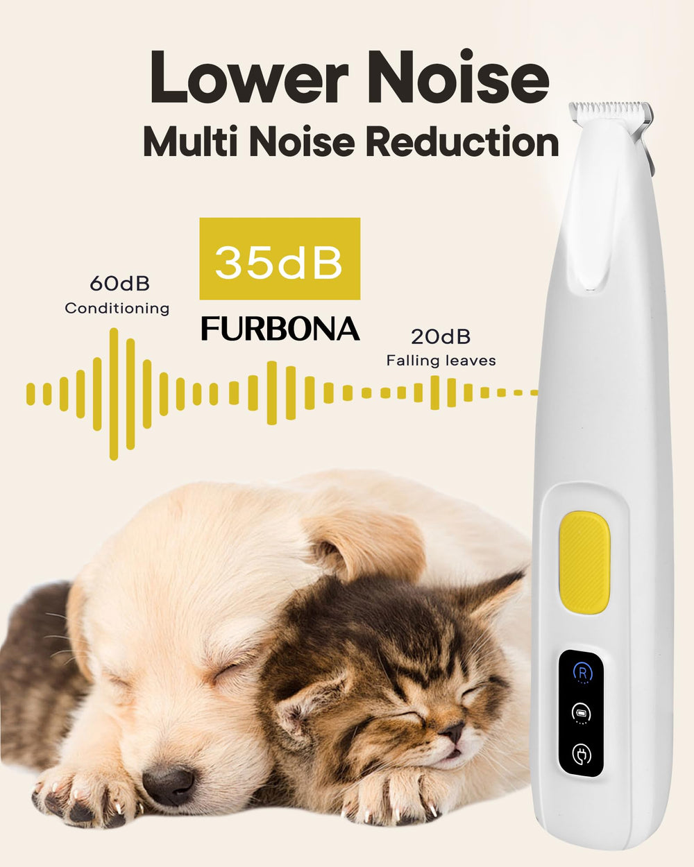 FURBONA ultra-quiet operation keeps anxious pets calm.