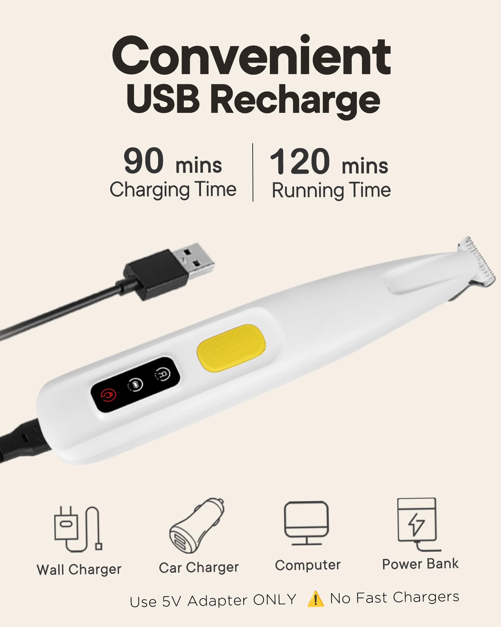 FURBONA USB rechargeable clipper offers convenient, cord-free grooming.