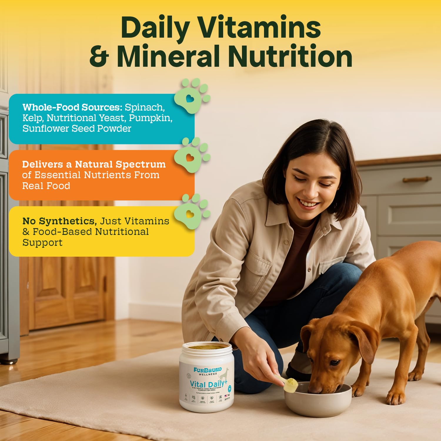Nourishing bone broth and collagen ingredients in FurBound powder.