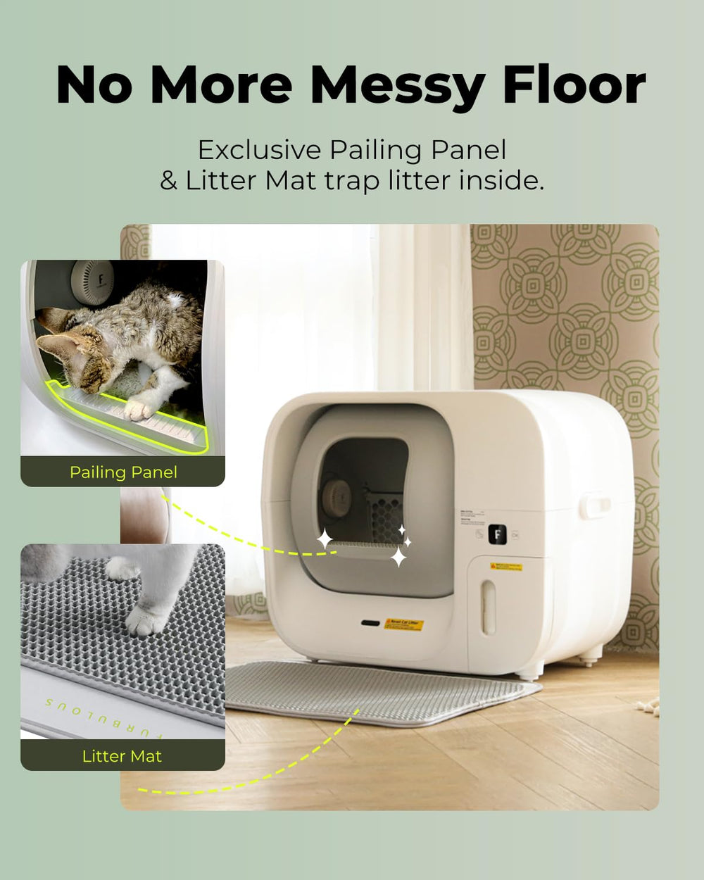 Furbulous sealed waste disposal minimizes litter odors and leaks.