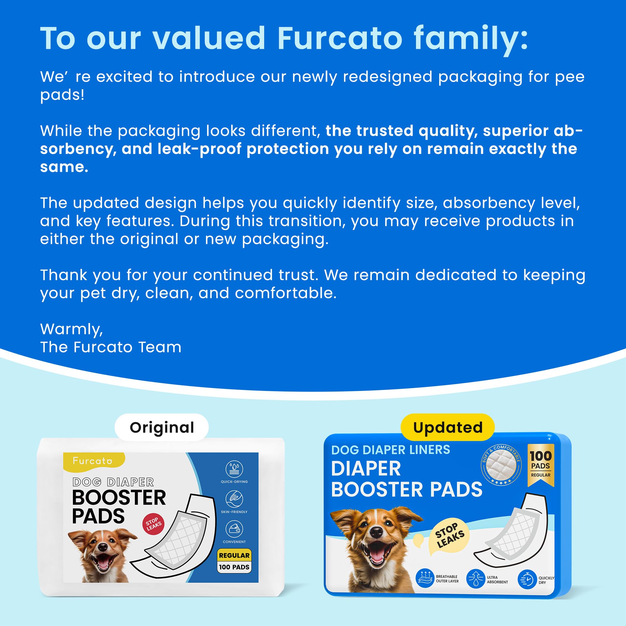 Furcato booster pads with four adhesive strips for secure wrap attachment