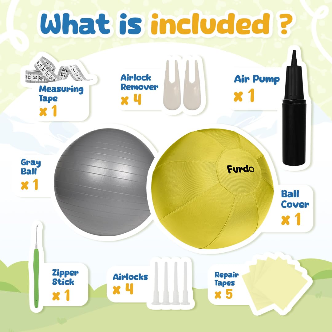 Bright yellow Furdo ball supports energy burn in interactive training