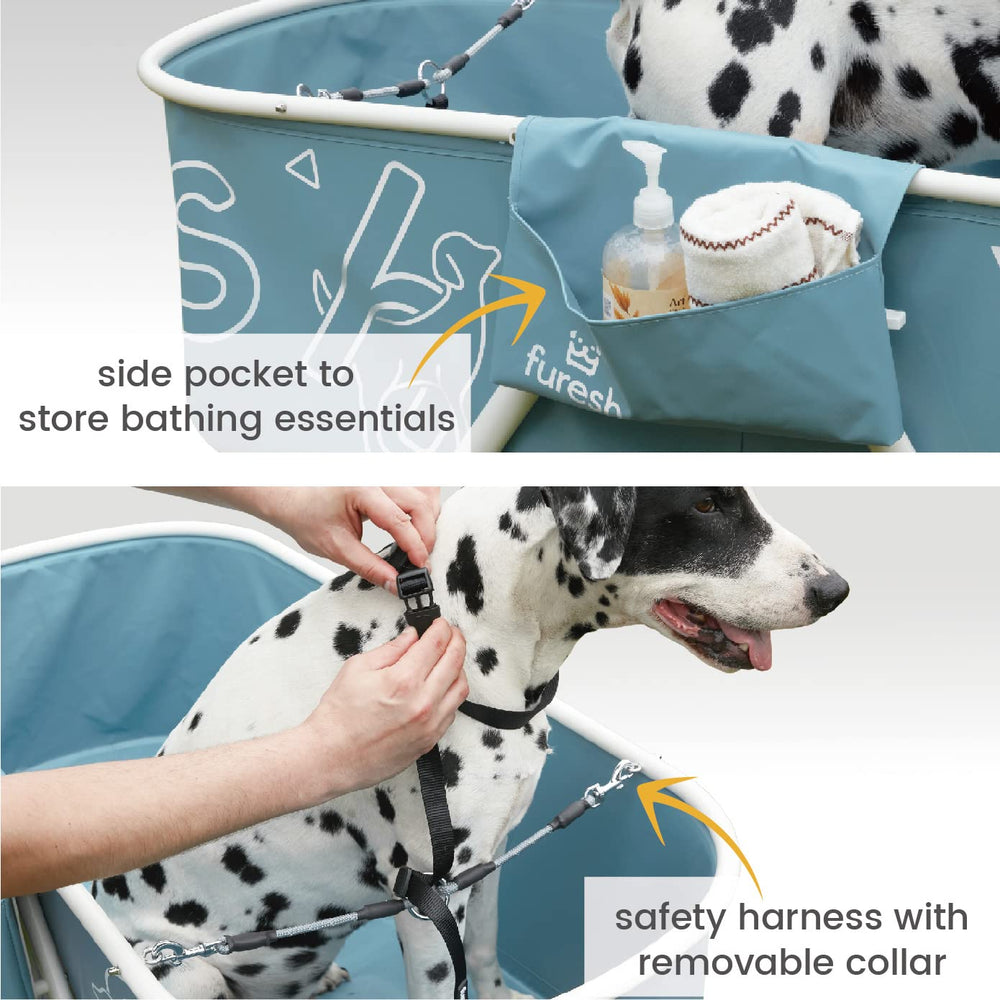 Stainless aluminum frame with steady feet on the Furesh tub