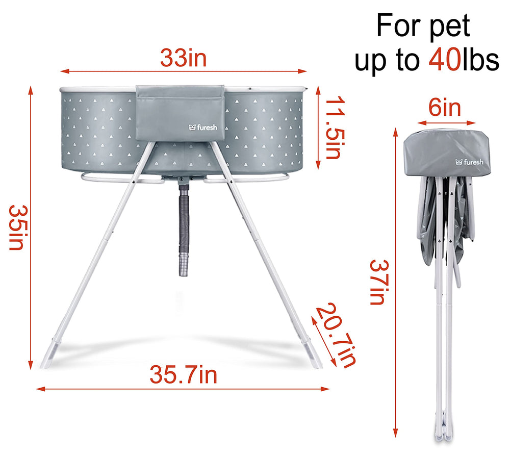 Furesh Little Dipper two-point leash restraint enhances safety during baths.