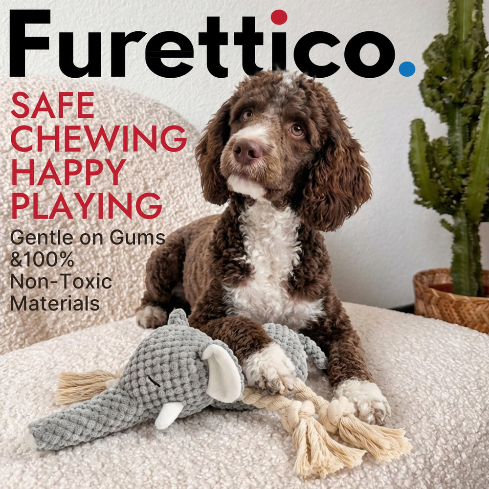 FURETTICO Elephant soft plush body offers comfy chew sessions and cuddly companionship