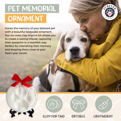 FUREVER MOMENTS two paw print ornaments displayed on stands for gifting