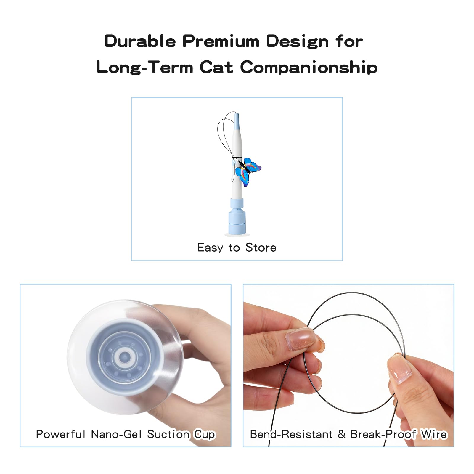 Compact kit includes wand toy, base, USB cable, and manuals.
