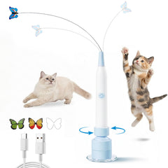 FurFitFun interactive wand toy with butterfly attachment for indoor cats.