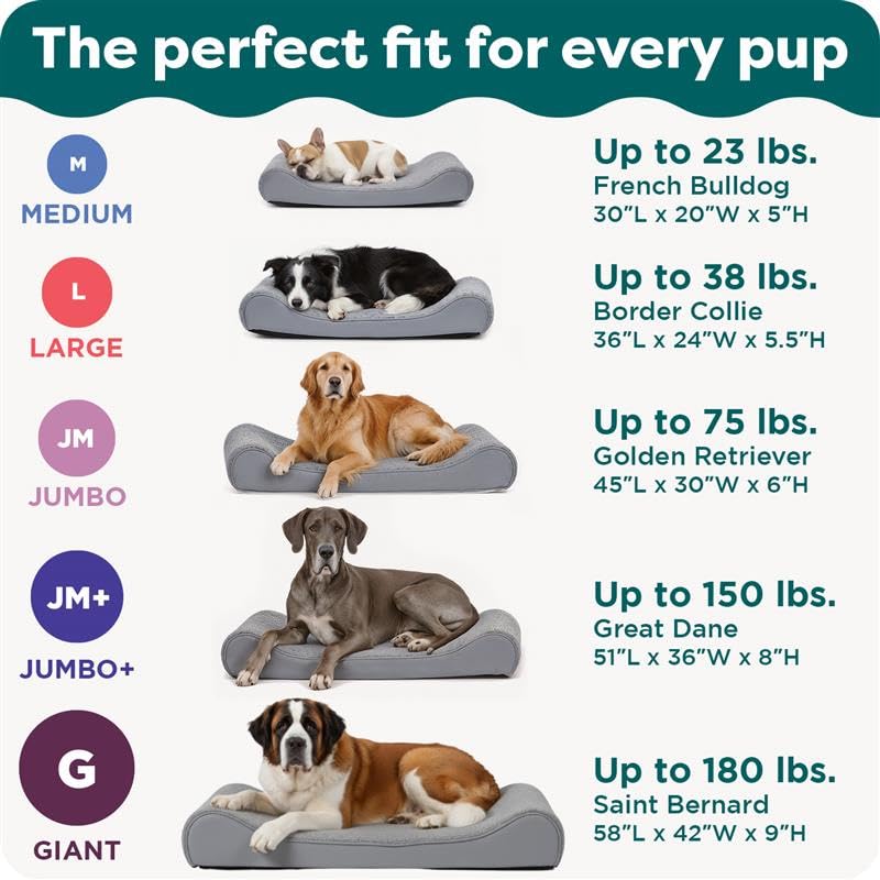Furhaven bolstered edges create a secure headrest for dogs that lean.