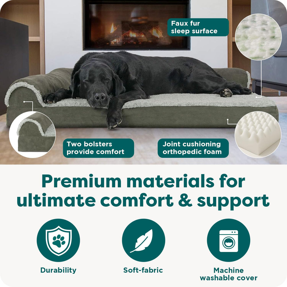 FurHaven bolstered edges offering a secure headrest for leaners.