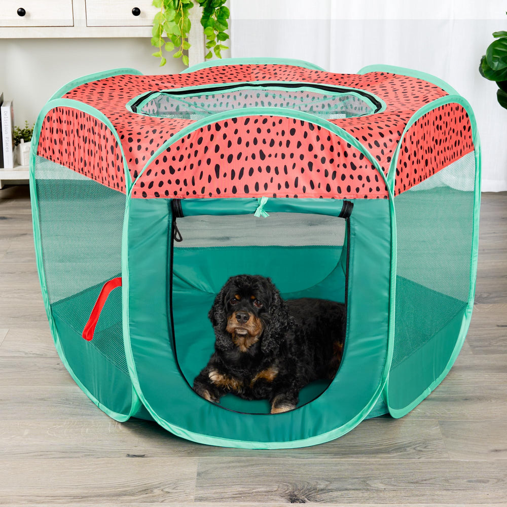Furhaven cat tent playpen with removable top offers flexible indoor outdoor use.