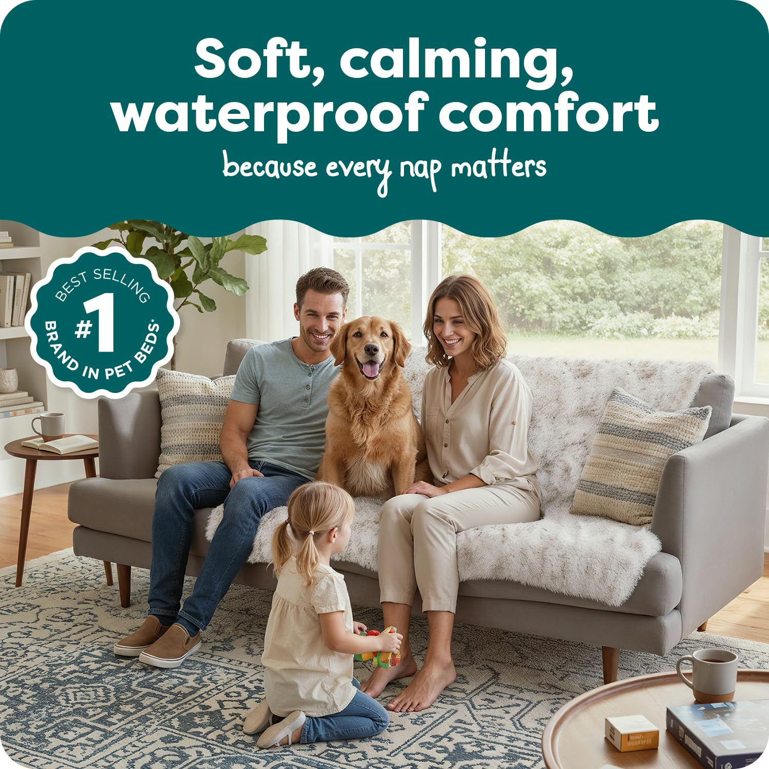 FurHaven Driftwood blanket velvet side with waterproof coating protects furniture