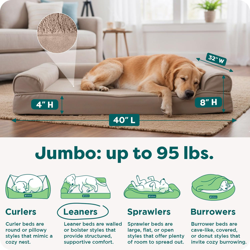 Furhaven egg crate foam base cushions pressure points for comfortable alignment.