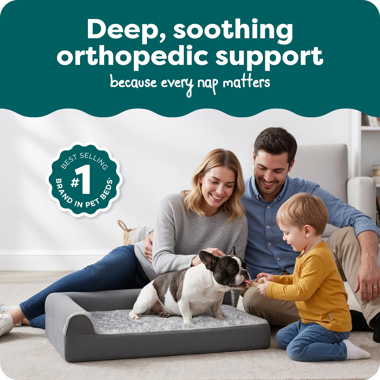 FurHaven egg crate foam cushions pressure points, promoting comfortable sleep on the medium bed.
