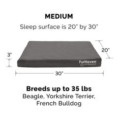 This image shows Furhaven egg-crate orthopedic foam for joint-support and airflow.