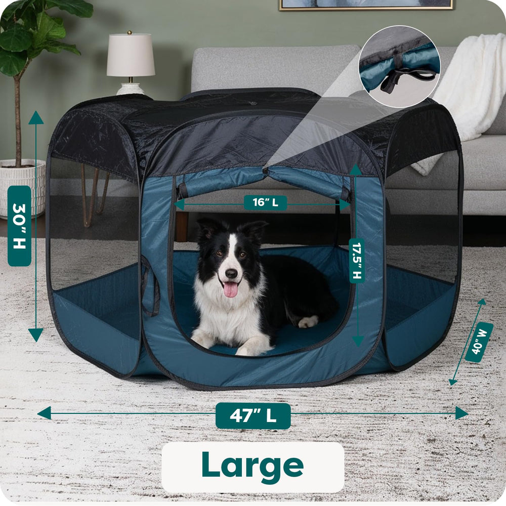 FurHaven large pet enclosure with 47x40x30 inch footprint for space.