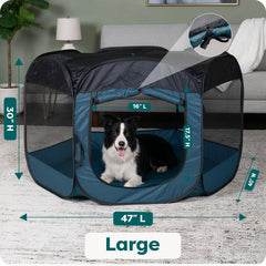 FurHaven large pet enclosure with 47x40x30 inch footprint for space.