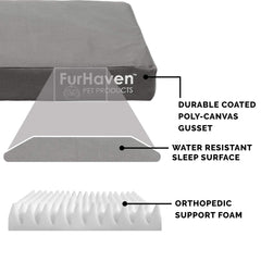 Furhaven medium-small dog bed up to 35 lbs, ideal for compact pets.
