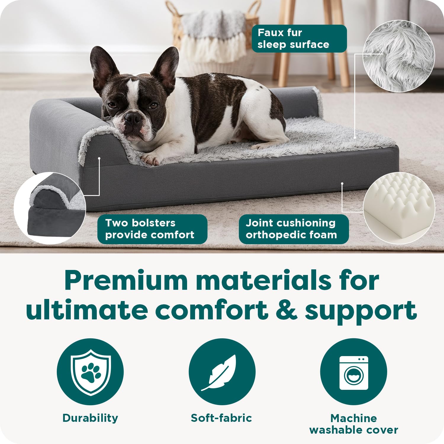 FurHaven non-slip base helps keep the bed in place during pet movement.
