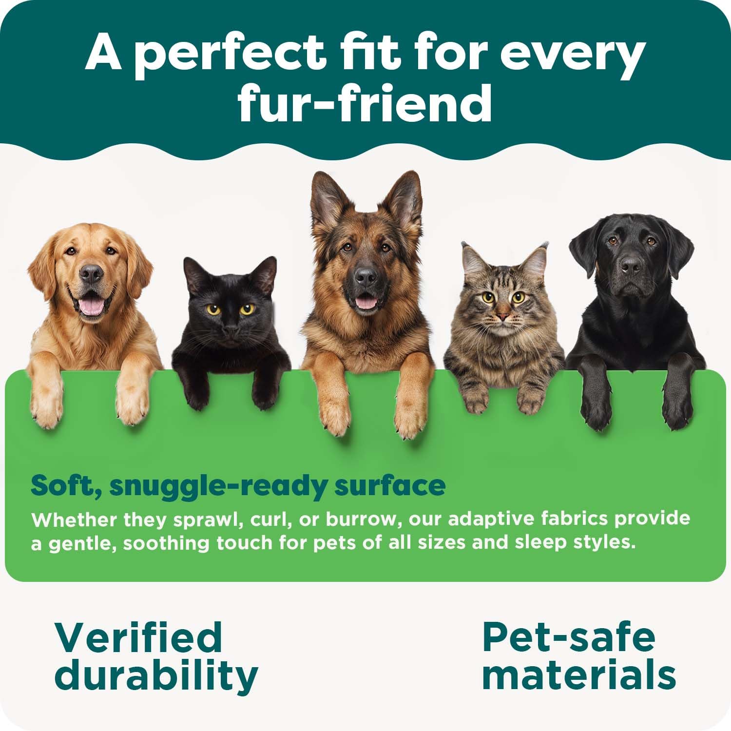 FurHaven non-slip base keeps bed in place during playful naps.