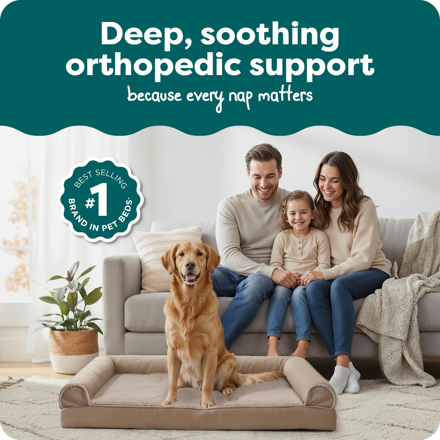 Furhaven orthopedic bed with removable cover for easy machine washing.