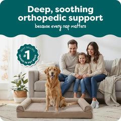 Furhaven orthopedic bed with removable cover for easy machine washing.