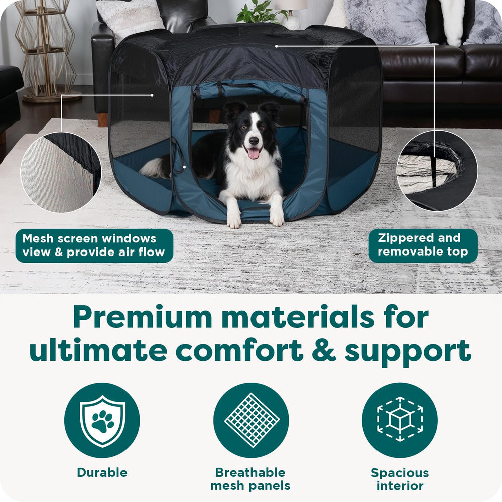 FurHaven 600D Oxford fabric with reinforced seams for durability.