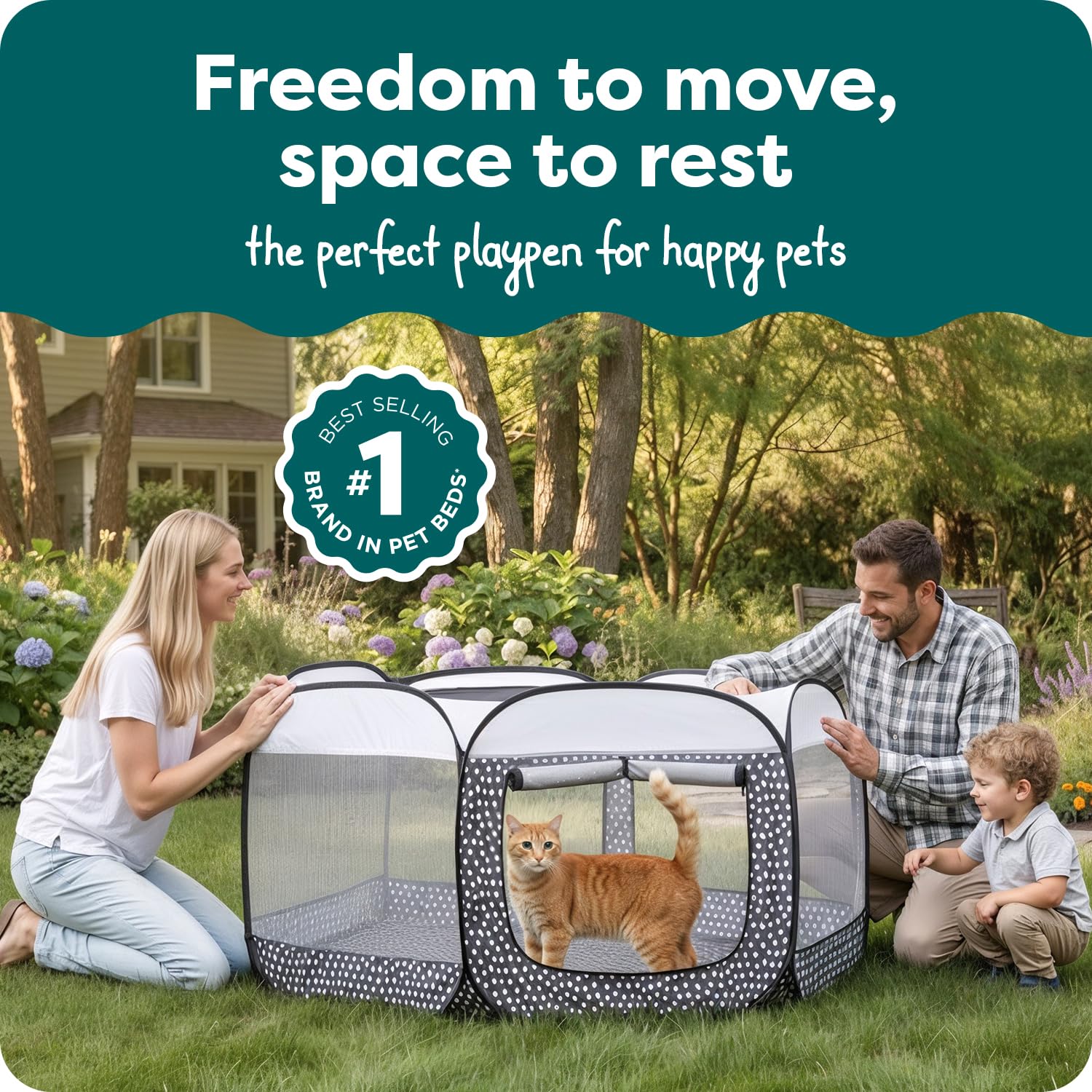 FurHaven playpen with spacious footprint for comfortable kitten or small dog play.