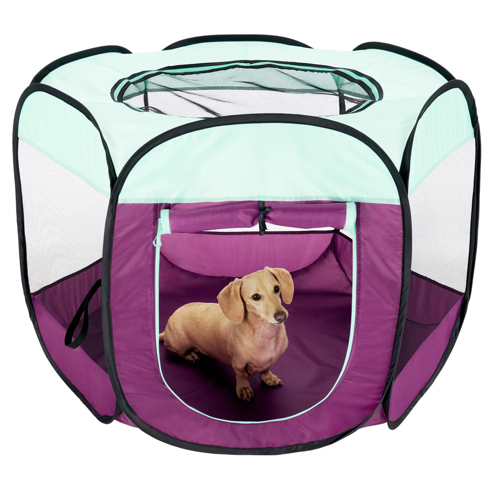 Furhaven portable playpen assembled for dogs and cats in a safe indoor space.