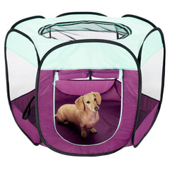 Furhaven portable playpen assembled for dogs and cats in a safe indoor space.
