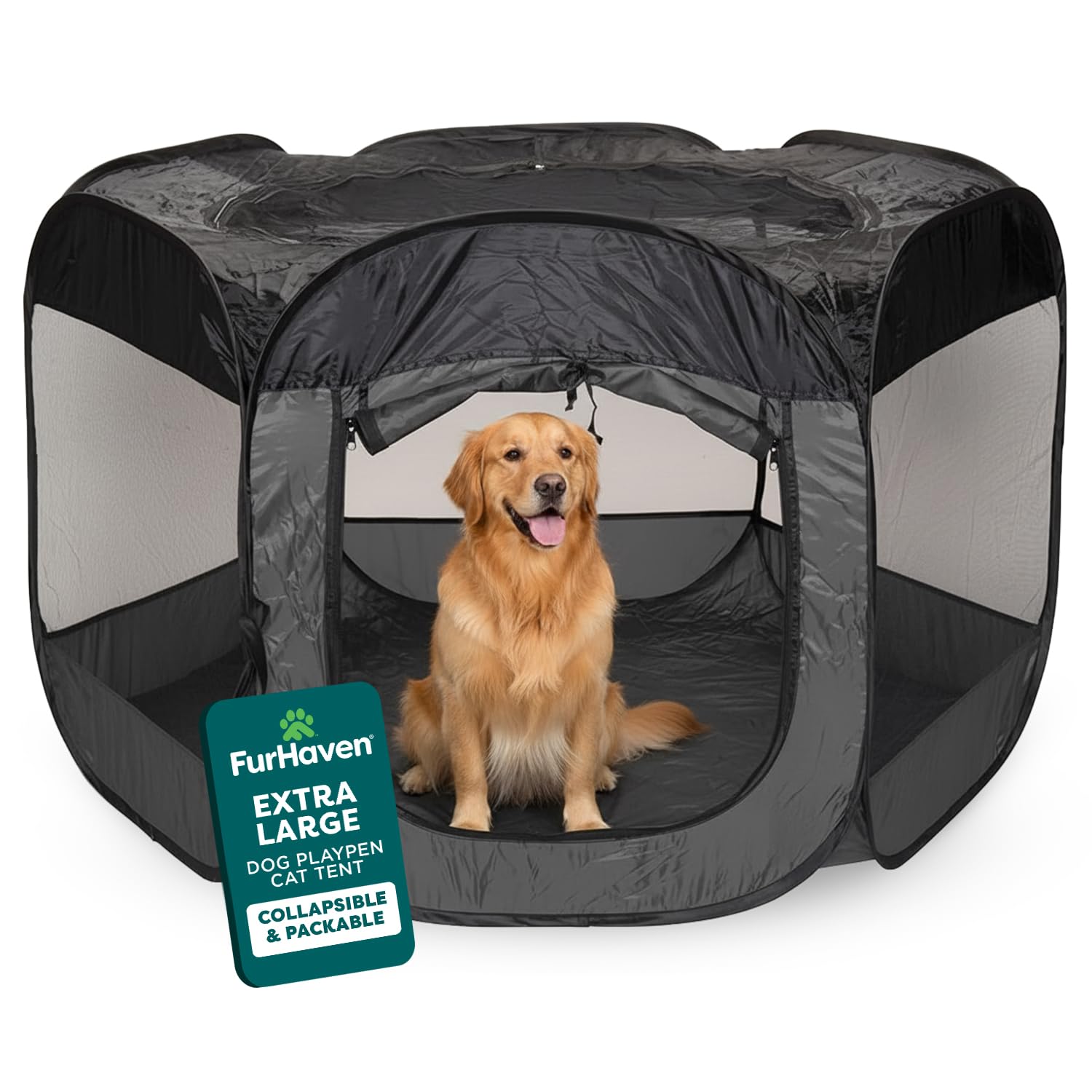FurHaven portable playpen assembly for quick pet setup.