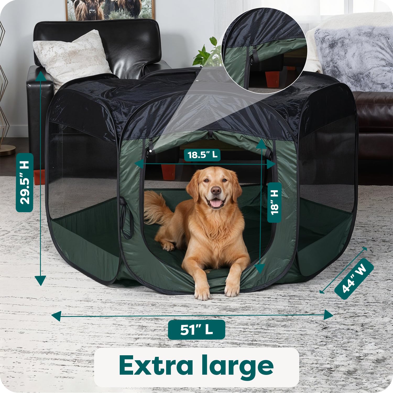 FurHaven portable playpen ground stakes outdoors for stable setup.