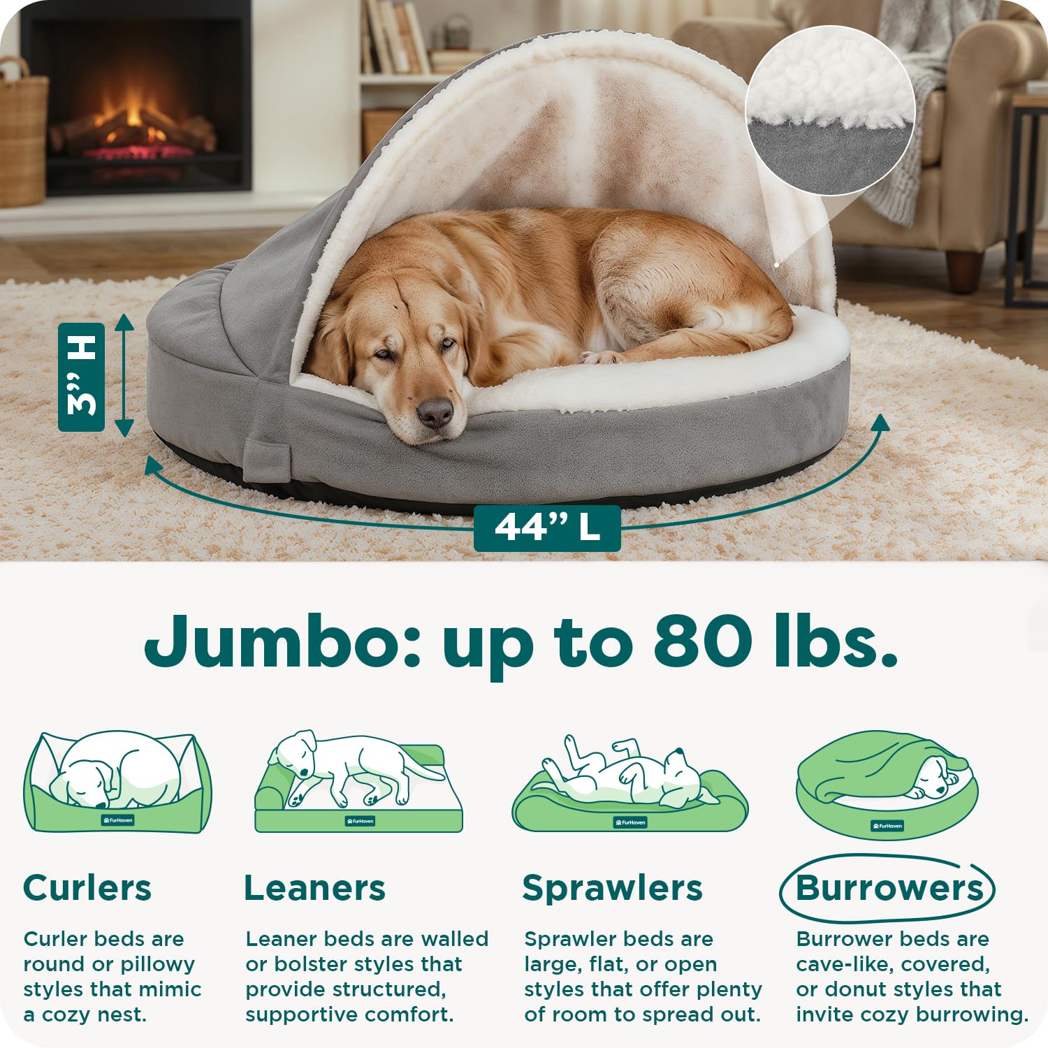 Furhaven removable washable cover shown for easy cleaning.