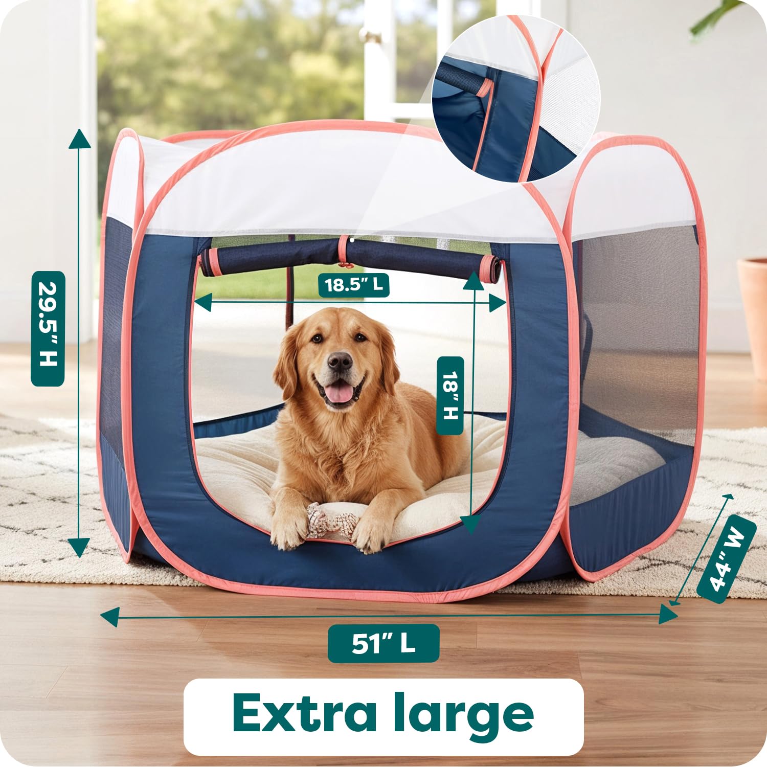 FurHaven removable machine-washable floor keeps messes easy to clean.