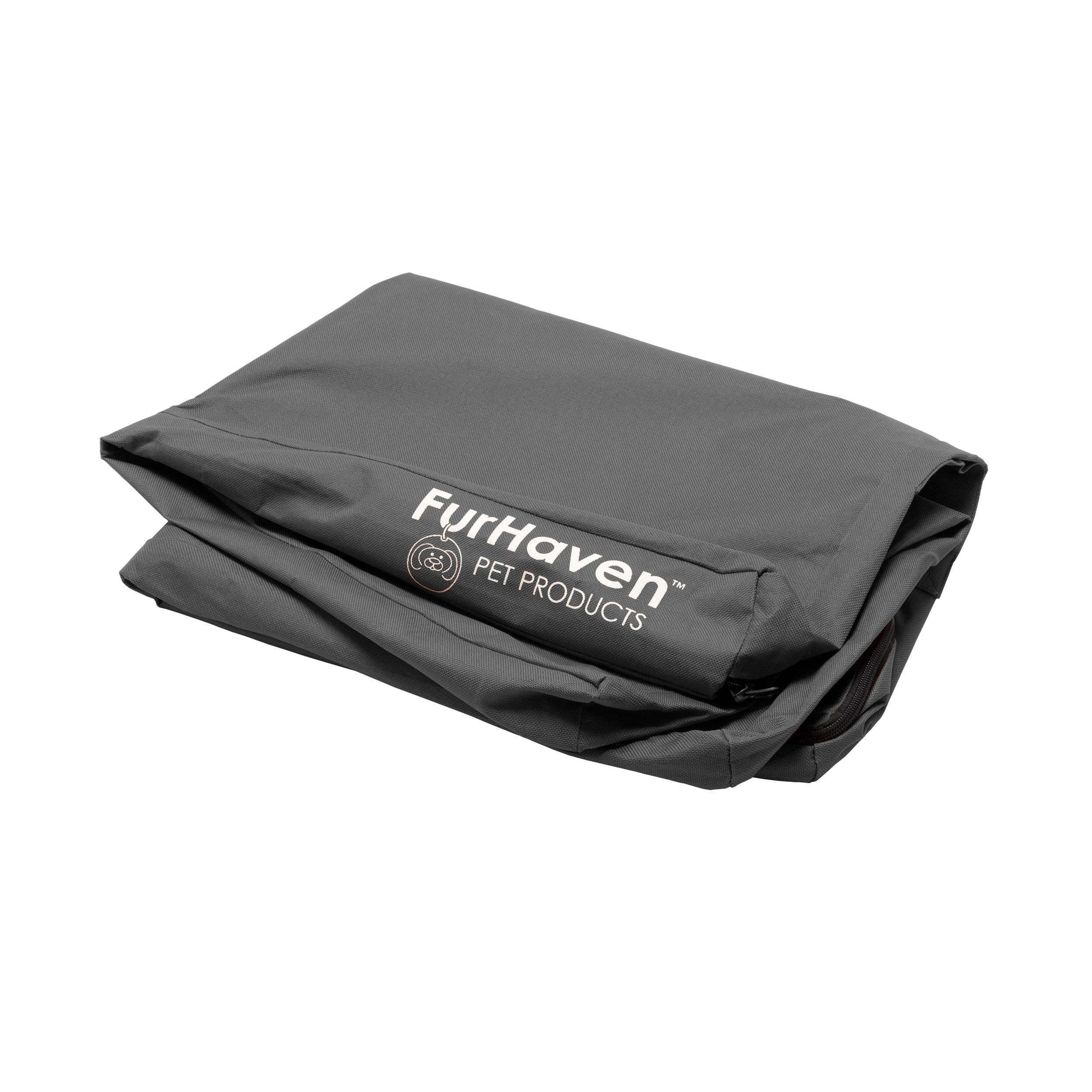 Furhaven replacement dog bed cover in Stone Gray for Jumbo size protects your foam mattress